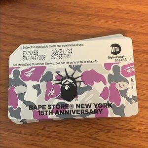 Bape metro card expires 10/31/31  selling 25